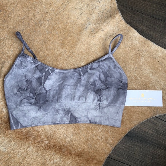Spiritual Gangster Seamless Scoop Bra Gray Marble - Picture 6 of 9